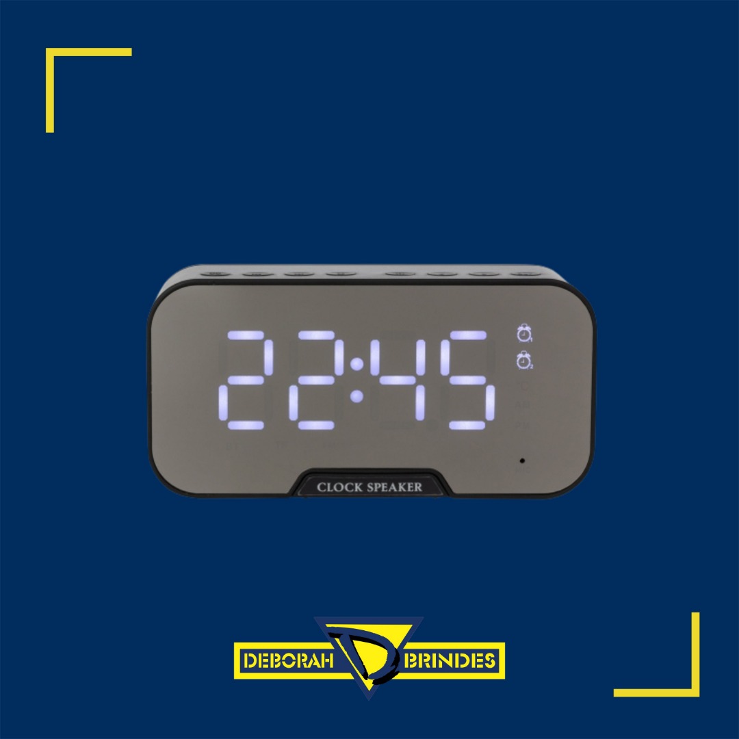 Caixa de Som Multimídia com Relógio e Suporte para Celular 03019