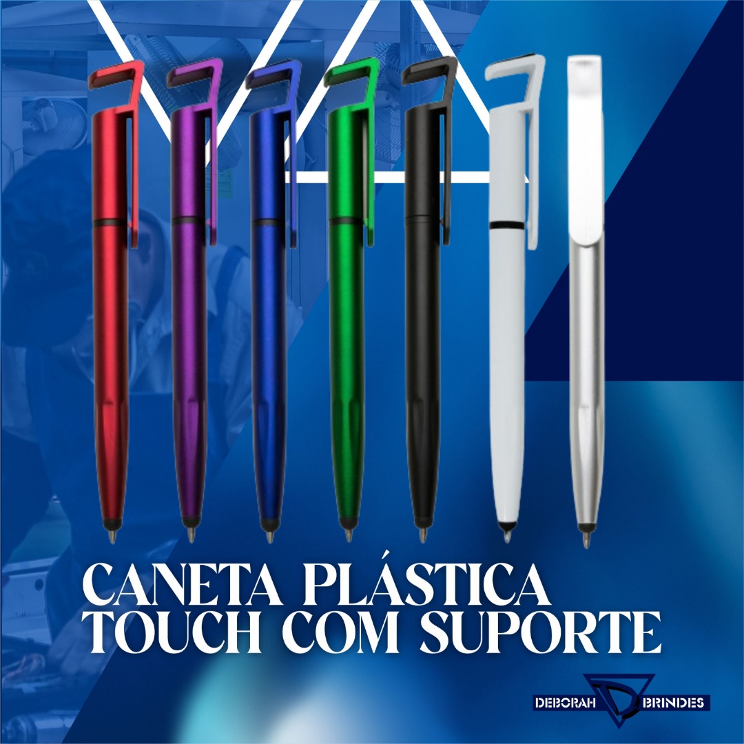 CANETA PLÁSTICA TOUCH COM  SUPORTE - 00708