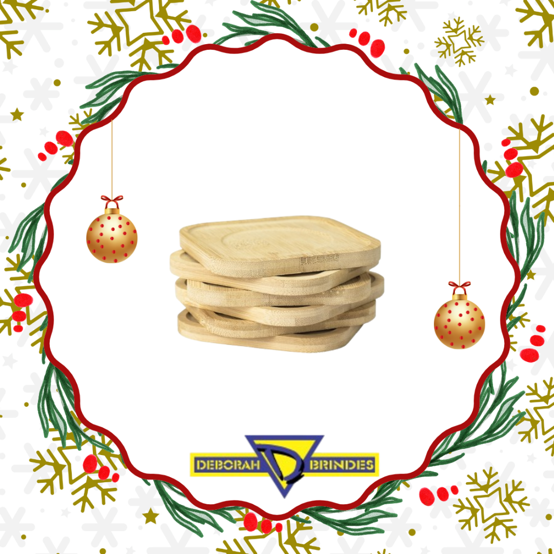 15269 Kit Porta Copos Bambu com 6 Peças