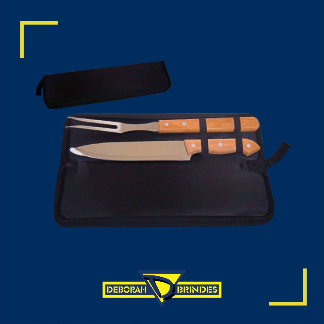 Kit Churrasco Garfo e Faca + Estojo de Nylon