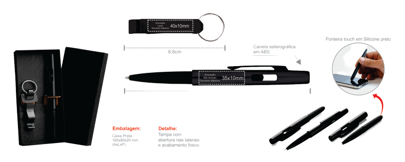 Caneta E Chaveiro Em Abs / Alumínio CC-73441